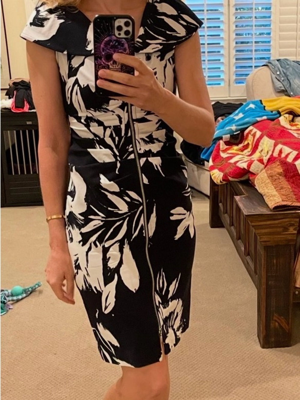 Joseph Ribkoff Black and White floral dress. Size L